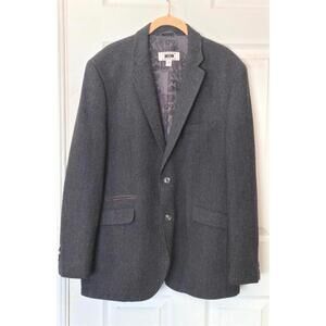Joseph Abound Wool Sport Coat Blazer w Elbow Patches Men's Med Gray Herringbone